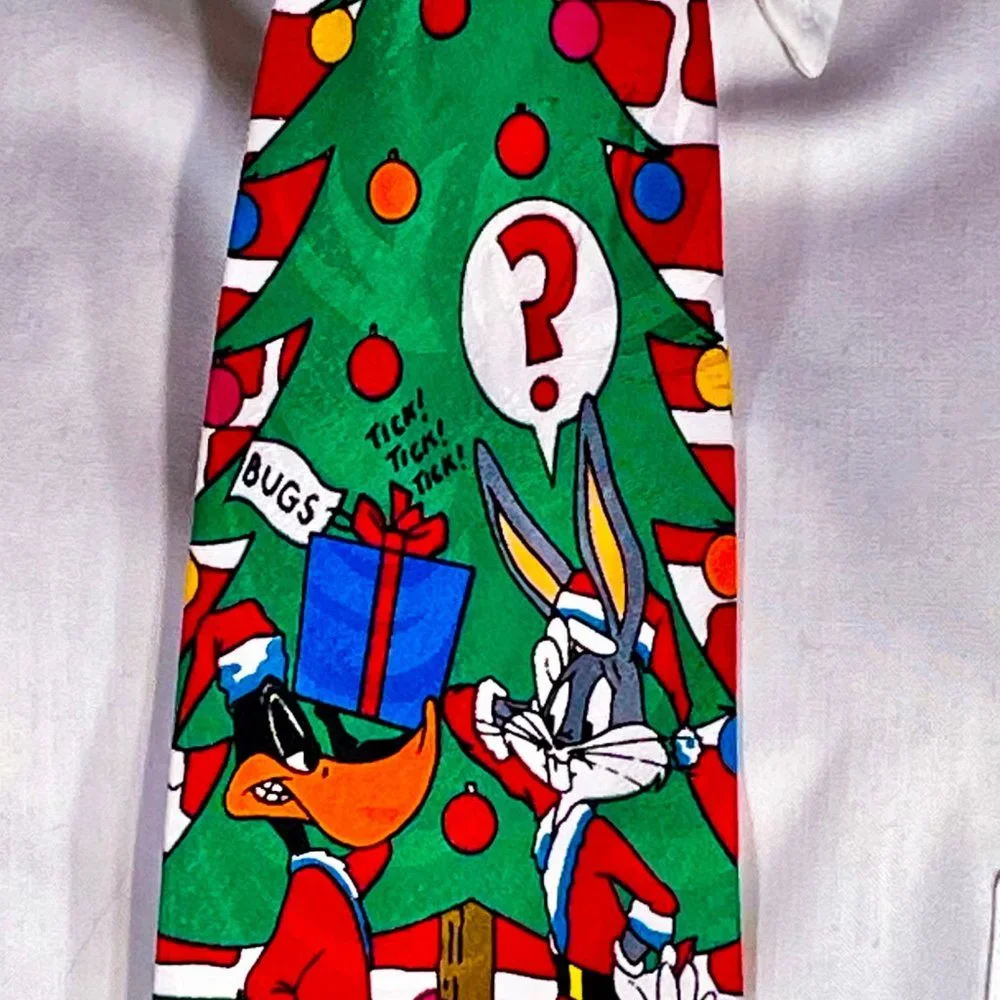 ▪️VTG▪️LOONEY TUNES MANIA▪️1990's Holiday Christmas Cartoon Necktie